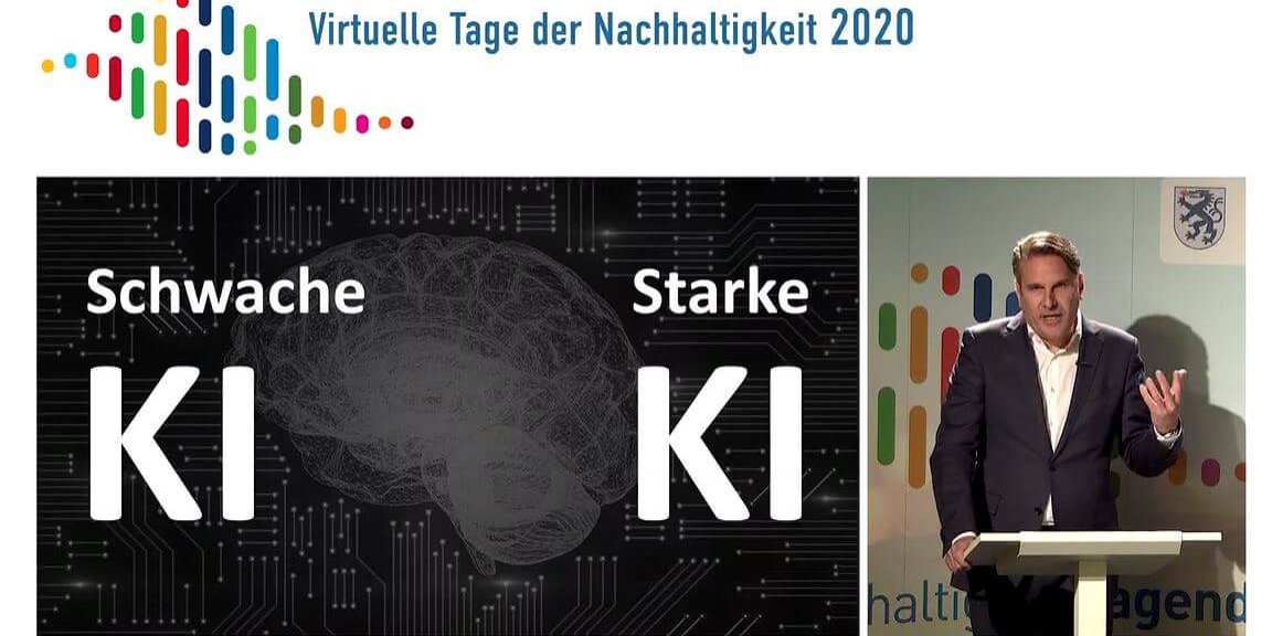Prof. Dr. Christian Stummeyer an den Tagen der Nachhaltigkeit 2020 - Das Bild zeigt die starke und schwache KI